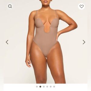 SKIMS Deep Plunge Shapewear Thong Bodysuit